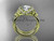 14kt yellow gold diamond celtic trinity knot wedding ring, engagement set with a "Forever One" Moissanite center stone CT7155S