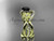 14k yellow gold diamond leaf and vine wedding ring, engagement set with a Black Diamond center stone ADLR90S