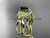 14k yellow gold diamond leaf and vine wedding ring, engagement set with a Black Diamond center stone ADLR90S
