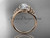 14kt rose gold diamond celtic trinity knot wedding ring, engagement ring with a "Forever One" Moissanite center stone CT7317