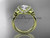 14kt yellow gold diamond butterfly wedding ring, engagement ring with a "Forever One" Moissanite center stone ADLR141