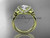 14kt yellow gold diamond butterfly wedding ring, engagement ring with a "Forever One" Moissanite center stone ADLR141
