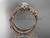 14kt rose gold diamond floral, leaf and vine wedding ring, engagement ring with "Forever One" Moissanite center stone ADLR66