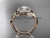 14kt rose gold diamond leaf and vine wedding ring, engagement ring ADLR328