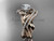 Unique 14kt rose gold diamond leaf and vine wedding set, engagement set ADLR222S