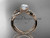 14kt rose gold diamond leaf and vine wedding ring, engagement ring with "Forever One" Moissanite center stone ADLR70