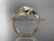 Unique 14kt rose gold floral engagement ring with a "Forever One" Moissanite center stone ADLR324