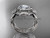 Platinum diamond leaf and vine, flower engagement ring, wedding ring,  with  "Forever One" Moissanite center stone and double matching band ADLR89S