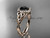 14kt rose gold diamond celtic trinity knot wedding ring, engagement ring with a Black Diamond center stone CT7328
