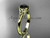 14kt yellow gold celtic trinity knot wedding ring with a Black Diamond center stone CT7154