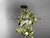 14k yellow gold diamond leaf and vine engagement ring, engagement set with a Black Diamond center stone ADLR20S