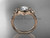 Unique 14k rose gold diamond leaf and vine, floral diamond engagement ring with a "Forever One" Moissanite center stone ADLR333
