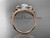 14kt rose gold diamond floral wedding ring, engagement ring with a "Forever One" Moissanite center stone ADLR126