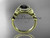 14kt yellow gold diamond floral wedding ring, engagement ring with a Black Diamond center stone ADLR129