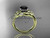 14kt yellow gold diamond floral wedding ring, engagement ring with a Black Diamond center stone ADLR125