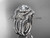 platinum diamond floral wedding ring, engagement ring with a double matching band ADLR127S