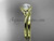 14kt yellow gold celtic trinity knot wedding ring, engagement set with a "Forever One" Moissanite center stone CT7322S