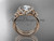 14kt rose gold diamond celtic trinity knot wedding ring, engagement set with a "Forever One" Moissanite center stone CT7155S