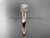 14kt rose gold celtic trinity knot wedding ring with a "Forever One" Moissanite center stone CT7154
