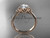 14kt rose gold celtic trinity knot wedding ring with a "Forever One" Moissanite center stone CT7154