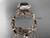14k rose gold diamond leaf and vine wedding ring, engagement ring, engagement set with a Black Diamond center stone ADLR212S