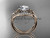 14kt rose gold diamond celtic trinity knot wedding ring, engagement ring with a "Forever One" Moissanite center stone CT7244