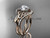 14kt rose gold diamond celtic trinity knot wedding ring, engagement ring with a "Forever One" Moissanite center stone CT7244