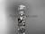 14k white gold diamond floral leaf and vine wedding ring, engagement ring with a "Forever One" Moissanite center stone ADLR215