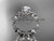 14k white gold diamond floral leaf and vine wedding ring, engagement ring with a "Forever One" Moissanite center stone ADLR215