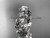 14k white gold diamond floral leaf and vine wedding ring, engagement ring with a "Forever One" Moissanite center stone ADLR215