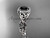 14kt white gold diamond celtic trinity knot wedding ring, engagement ring with a Black Diamond center stone CT7300