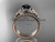 14k rose gold unique engagement set, wedding ring with a Black Diamond center stone ADLR387S