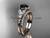 14k rose gold unique engagement set, wedding ring with a Black Diamond center stone ADLR387S