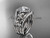 14kt white gold diamond floral wedding ring, engagement ring with a "Forever One" Moissanite center stone and double matching band ADLR131S