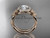 Flawless Flower Moissanite Wedding Set, 14kt Rose Gold Halo Diamond Engagement Ring ADLR127S