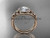 14kt rose gold diamond celtic trinity knot wedding ring, engagement set with a "Forever One" Moissanite center stone CT7131S