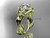 14k yellow gold diamond unique leaf and vine, floral engagement ring with a "Forever One" Moissanite center stone ADLR327