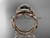 14kt rose gold celtic trinity knot engagement set, wedding ring with Black Diamond center stone CT764S