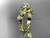 Unique 14k yellow gold diamond flower, leaf and vine wedding ring, engagement ring ADLR224