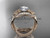 14kt rose gold diamond leaf and vine wedding ring, engagement ring with  "Forever One" Moissanite  center stone and double matching band ADLR90S