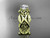 14kt yellow gold celtic trinity knot wedding ring, engagement ring with a "Forever One" Moissanite center stone CT7264