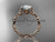14k rose gold diamond leaf and vine wedding ring, engagement ring with "Forever One" Moissanite center stone ADLR33
