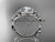 14kt white gold diamond celtic trinity knot wedding ring, engagement ring with a "Forever One" Moissanite center stone CT7327