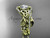 14kt yellow gold diamond celtic trinity knot wedding ring, engagement set with a "Forever One" Moissanite center stone CT7211S