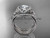 14kt white gold diamond celtic trinity knot wedding ring, engagement ring with a "Forever One" Moissanite center stone and double matching band CT7155S