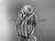 14kt white gold diamond celtic trinity knot wedding ring, engagement ring with a "Forever One" Moissanite center stone and double matching band CT7155S