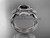 Platinum diamond leaf and vine, flower engagement ring, wedding ring, with Black Diamond center stone and double matching band ADLR89S