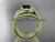14k yellow gold diamond leaf wedding ring with a Black Diamond center stone and double matching band ADLR317S