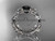 14k white gold diamond leaf and vine wedding ring, engagement set with Black Diamond center stone ADLR59S
