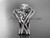 platinum diamond celtic trinity knot wedding ring, engagement ring with a "Forever One" Moissanite center stone and double matching band CT7320S